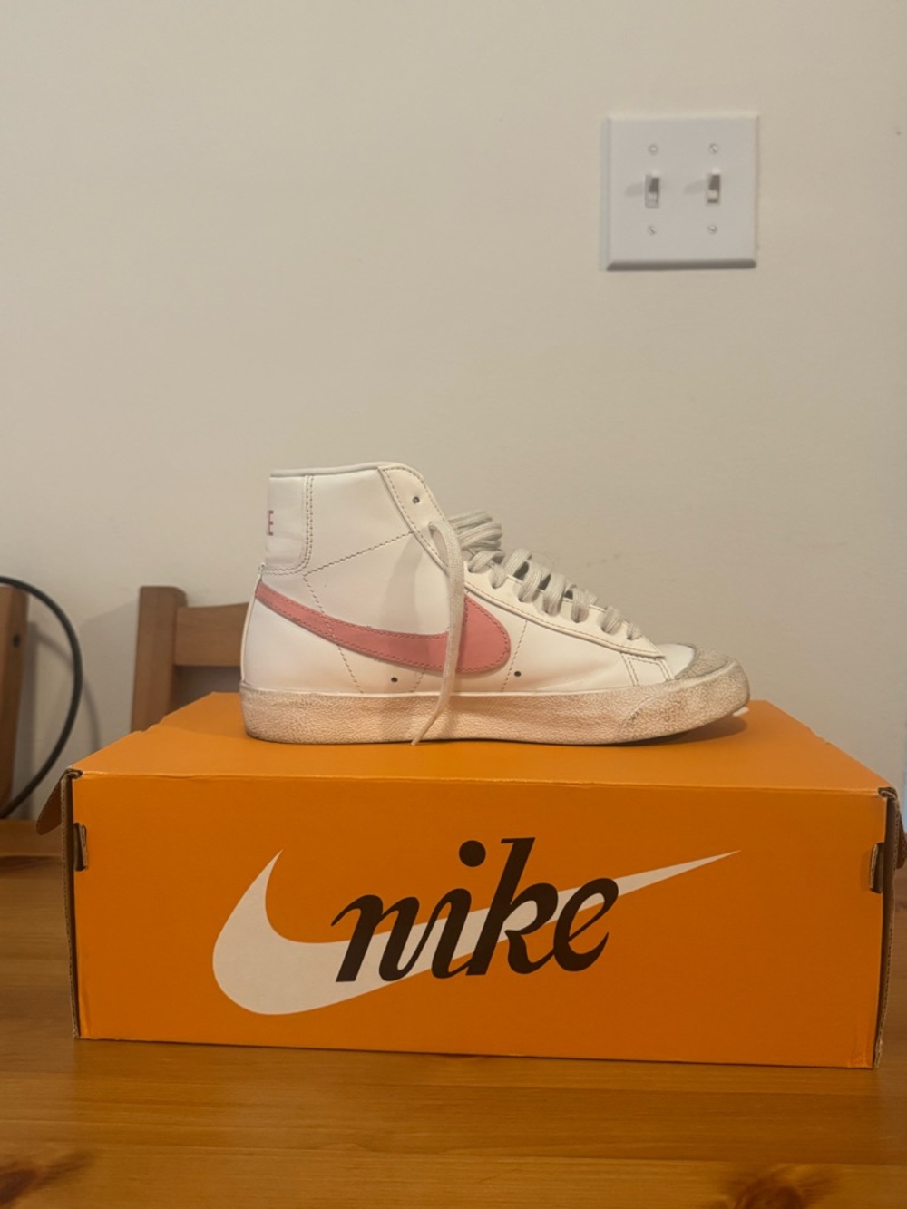 Nike W Blazer Mid '77 in Summit White with Sunset Pulse Accents